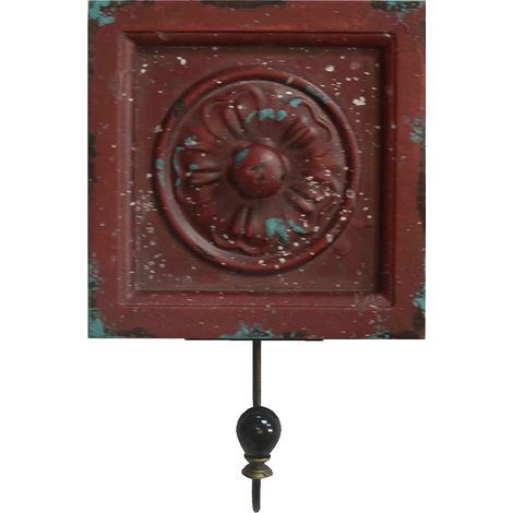 Kleiderhaken Garderobe Wandgarderobe Garderobenhaken Wandhaken Holzgarderobe, Holz rot lackiert, Belastbarkeit 4kg, BxHxT 15x23x6cm