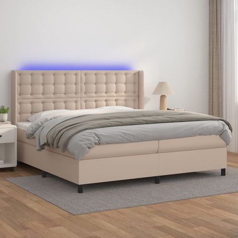 Sommier à lattes de lit matelas LED Cappuccino 200x200 cm vidaXL (1/5)