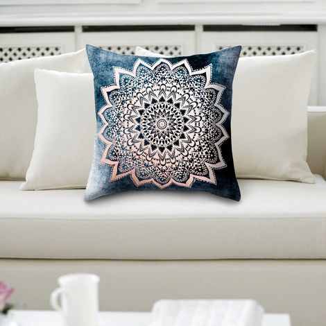 Housse de coussin carrée 45x45cm à motif fleurs de datura (J) (1/5)