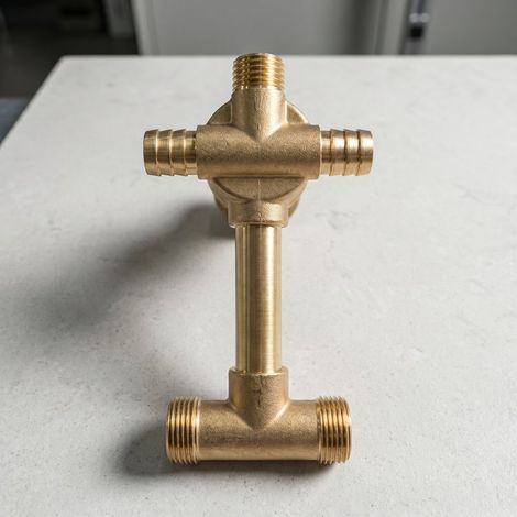 Robinet de douche mural en laiton à trois voies avec raccord fileté, mitigeur de cabine de douche en laiton, raccord à trois voies, entraxe de 9 cm. (1/5)