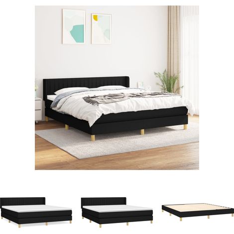 The Living Store -  Boxspringbett mit Matratze Schwarz 160x200 cm Stoff (1/5)
