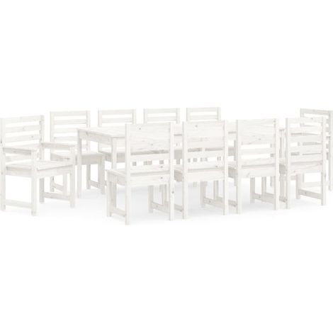Maison Exclusive - Set da Pranzo per Giardino 11pz Bianco Legno Massello di Pino