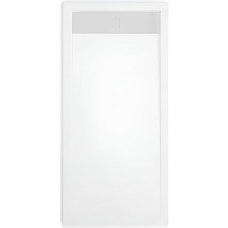 Mineralguss-Duschwanne extra flach ELITE Schieferoptik WEISS 70x130cm Auslaufschutz in Farbe