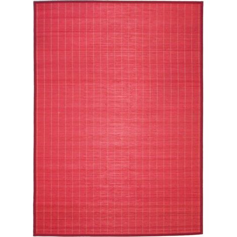 Tapis en bambou à lattes – Dimensions 133x180 cm – Ganse rouge – Écologique et léger – Facile à transporter et à entretenir – Thedecofactory