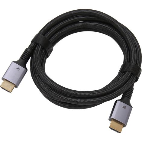 Câble vidéo HD 8K (8K à 60 Hz, 4K à 120 Hz) - Conducteur en cuivre pur sans oxygène - Interface multimédia HD 2.1 - Longueur : 2 m / 6,6 pi (1/5)