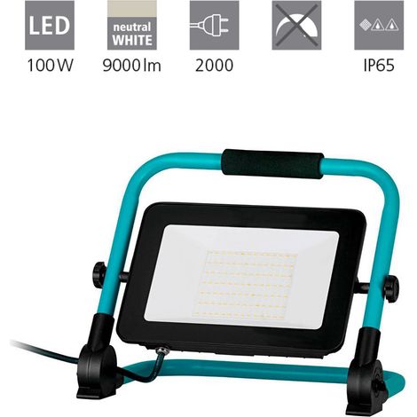 LAMPE DE TRAVAIL LED / SPELLIGHT Aluminium, noir, turquoise 100W L: 29,5 cm B: 21,5 cm H: 36,5 cm 4000K IP65 avec câble + connecteur (1/4)