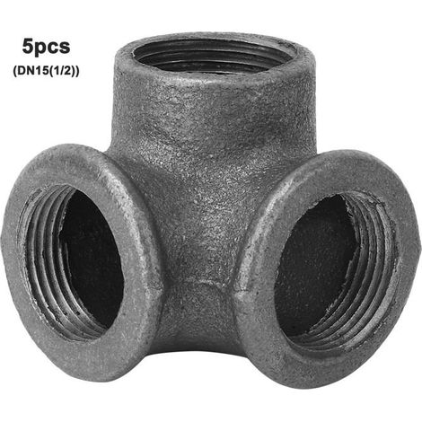BelleRise - 5pcs coudes tuyau – 90° latéral DN15 – robuste industriel noir – pour étagère/séchoir mural (1/5)