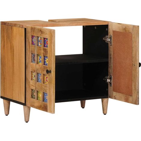 vidaXL Bathroom Sink Cabinet Natural 62 x 33 x 58 cm Solid Mango Wood