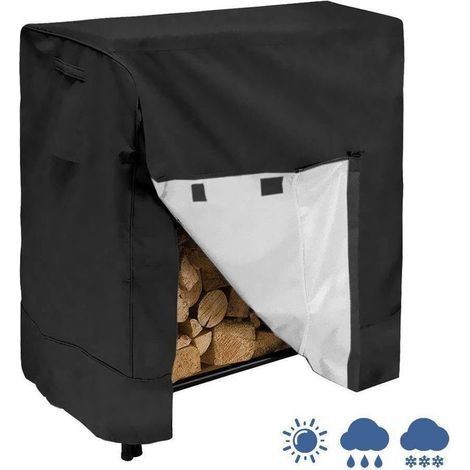 Couverture de Support de Bois de Chauffage, Couverture de Support de bûches d'extérieur Domestique 210D Couverture de Bois de Chauffage imperméable et antipoussière Noir 125×110×65cm
