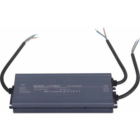 Alimentation électrique étanche IP67 LED, transformateur d'éclairage pour pilote 200W AC170-265V12V 16,6a