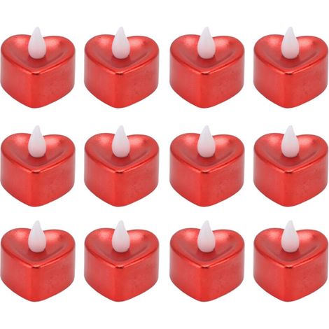 12 PCS Lampe à Bougie LED En Forme De Coeur Bougies Chauffe-plat De Noël Bougies à Piles Bougies Sans Flamme Pour Halloween Décorations De Fête De Mariage En Plein Air (1/5)