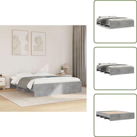 Bettgestell ohne Matratze Betongrau 160x200 cm Holzwerkstoff - Bettgestell - Bettgestelle - Bettrahmen - Bett (1/5)