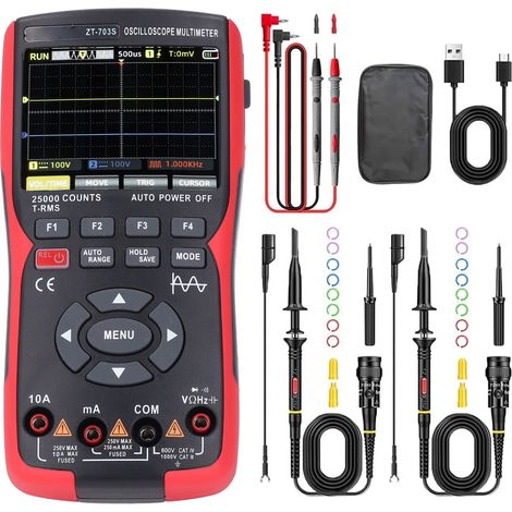 Oscilloscopio digitale multimetro, schermo a colori da 3,5 pollici, 25000 conteggi, doppio canale, 50 MHz, portatile. (1/5)
