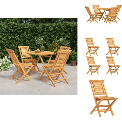 5-tlg. Garten-Essgruppe Massivholz Teak - Holztisch - Gartentisch - Essgruppe - Gartenmöbel - Teakholz (1/5)