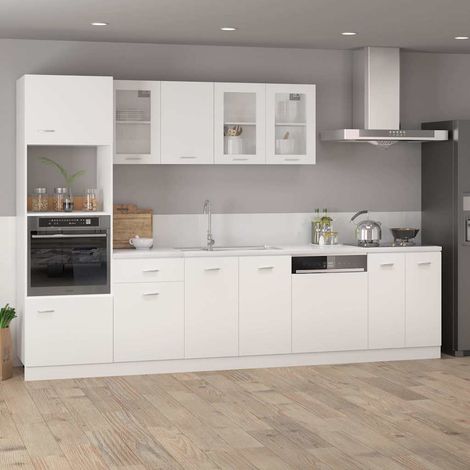 vidaXL Meuble micro-ondes "Lyon" Blanc 60 x 57 x 207 cm Bois d'ingénierie (1/5)