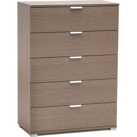 Mobiletto 5 Cassetti Rovere Grigio 75x38x103 h cm in Truciolare bilaminato Rovere grigio (1/3)
