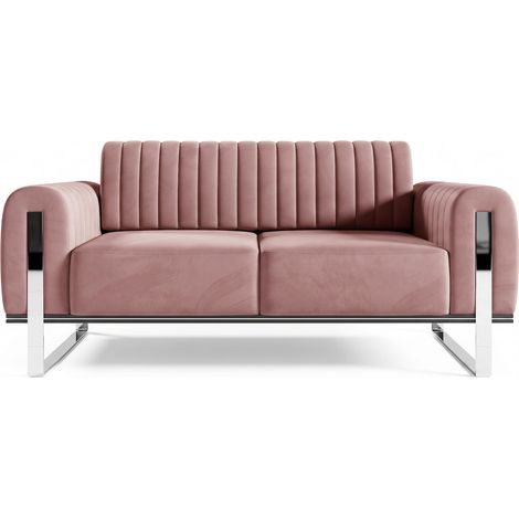 Selsey Parissa - Schlafsofa, Samt Rosa verchromte Füße, 164 cm (1/5)
