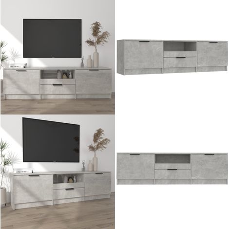 Meuble TV gris béton 140x35x40 cm bois d'ingénierie - Meuble Tv - Meuble Téléviseur - Support Tv - Unité Tv - Design Moderne - Home & Living (1/5)