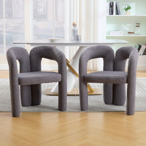 Fauteuil gris - fauteuil de salon - tissu en Teddy - 61x55x71 cm (1/5)