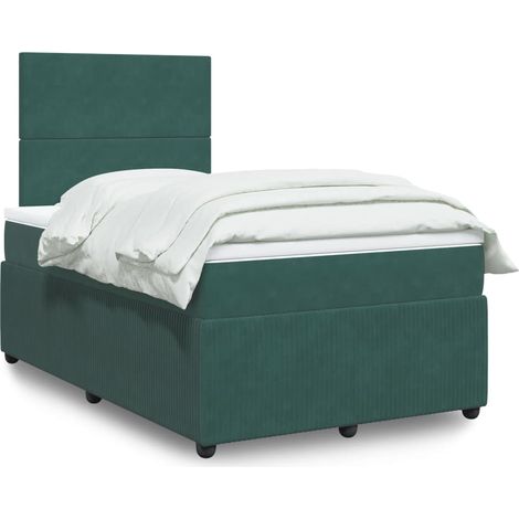 Giroletto a Molle con Materasso Verde Scuro 120x200 cm Velluto vidaXL (1/5)