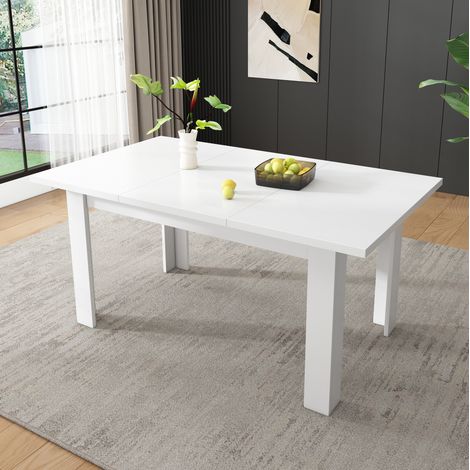 Mesa de comedor 120x70 cm blanca en MDF con almacenamiento oculto y tapa abatible (1/5)