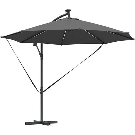 Parasol cantilever moderne inclinable 294 x 294 x 248 cm en polyester anthracite (1/5)