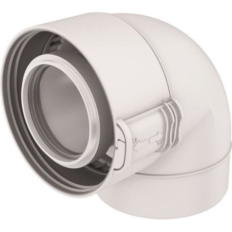 Ubbink – Coude 87° Rolux condensation D60/100mm – Raccord fumisterie en PPTL/PP blanc – Système Sekurit pour installation rapide