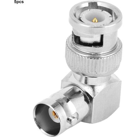 5pcs L Shape 90 Degree Brass BNC Male to Female Connector Coaxial Cable Wire Adapter