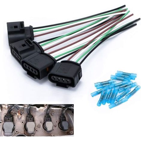 Zündspule mit Stecker, Ersatzkabel für VW und Audi mit Schrumpfschlauchanschlüssen