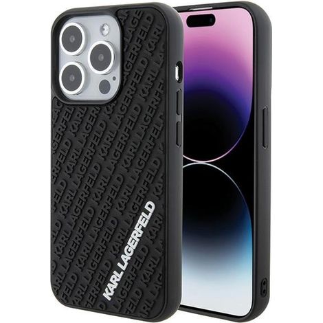 Karl Lagerfeld KLHCP15L3DMKRLK iPhone 15 Pro 6.1 schwarze Hartschalen-Hülle mit 3D-Gummi-Multi-Logo (1/5)