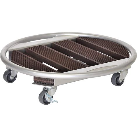 Wagner Carrello per Piante Venezia Medio Ø 38 x 9 cm I Carrello per Fiori per Interni ed Esterni I Portavasi di Legno Noce ed Metallo I 2 Freni I Portata 70 kg - 20707501 (1/5)