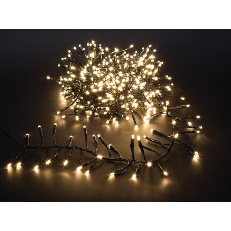 Mini Spiellicht Feuerwerkskörper LED - 5,6 m - 480 warmweiße Lampen - grüner Draht - 24 V