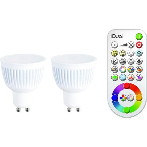 Ampoule LED GU10 7W – 2 pièces – Télécommande – JE0192882 – Dimensions 5 x 5 x 5,9 cm – Lumière blanche – Jedi Lighting