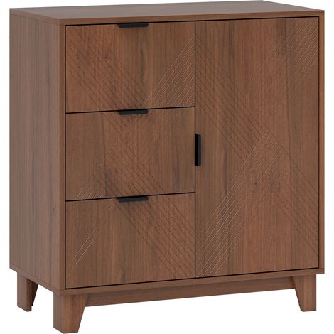 Buffet design graphique avec tiroirs et placard FAFE effet bois noyer (1/5)