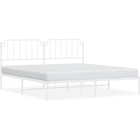 Maison Exclusive - Bettgestell mit Kopfteil Metall Weiß 200x200 c