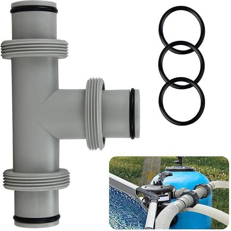 Conector en forma de T para manguera de piscinas - Diámetro: 38 mm - 3 vías - Diámetro: 38 mm
