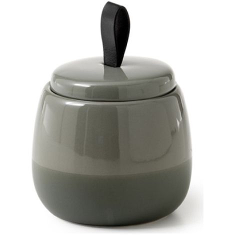 SCATOLA COSMETICI DA APPOGGIO IN CERAMICA MODELLO WILMA - DIM. CM (LXPXH: 10X10X12,3  - VERDE SALVIA  - GDY