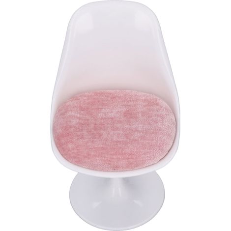 Chaise de bureau pour maison de poupée, en ABS blanc et rose, pieds ronds, style décontracté, pivotante, sans accoudoirs, pour maison de poupée à l'échelle 1:6 (1/5)