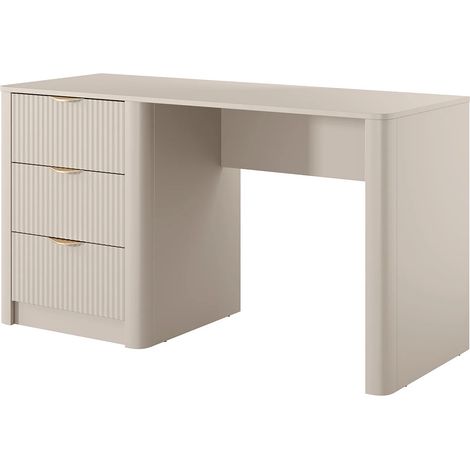 Bureau avec 3 tiroirs – Beige et doré - ELONARIA