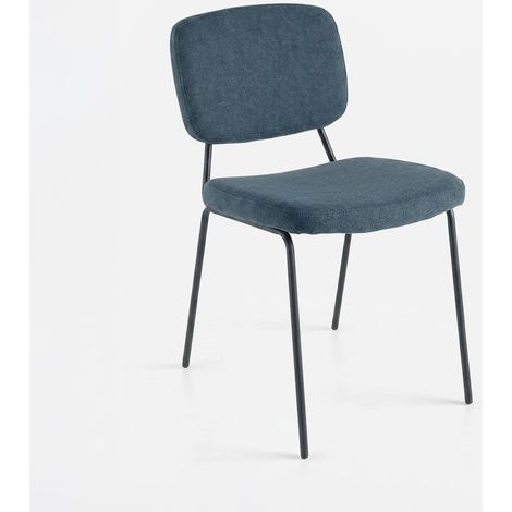 Sedia imbottita in tessuto e metallo da interno Tullia - Blu (1/3)