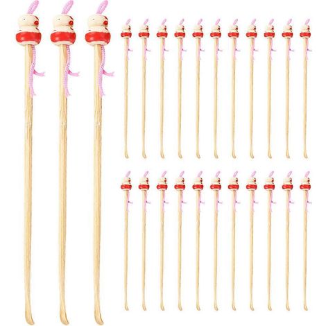 100 cuillères à oreilles portables pour l'extraction du cérumen, outil de nettoyage d'oreilles suspendu et décoratif-12.5x1cm-Random Color (1/3)