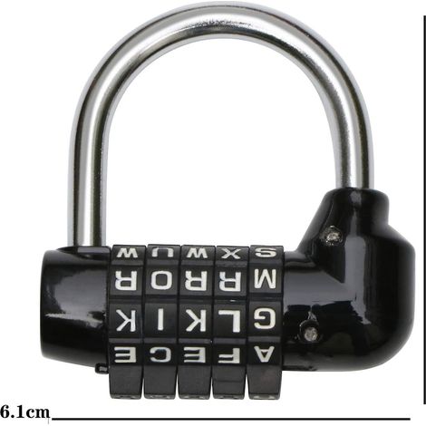 Cadenas à combinaison 5 chiffres noir - Antivol à combinaison - Antivol pour vélo, ordinateur portable ou sac à dos - Idéal pour les escape games (1/5)