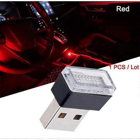 mini ampoule LED USB décorative pour intérieur de voiture, lumière d'ambiance universelle blanche, bleue glacée, rouge, rose