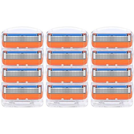 Lames de rasoir manuel universelles pour hommes - 12 têtes remplaçables avec technologie 5 couches (1/4)