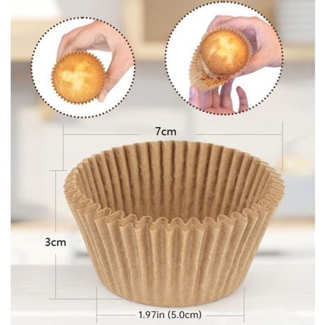 Moldes de papel natural para magdalenas, 100 unidades estándar, resistentes a la grasa y sin blanquear, ideales para fiestas, cumpleaños, bodas y repostería. (1/3)