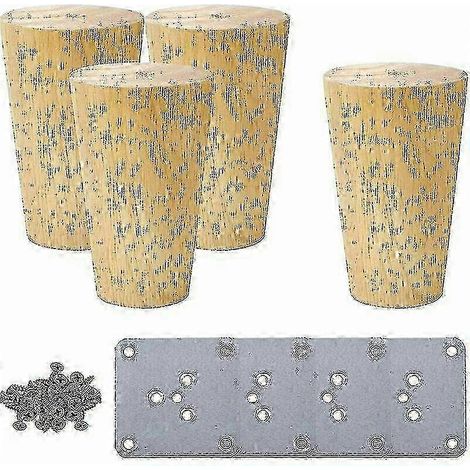 Ce lot de 4 pieds de canapé ronds en bois massif, avec plaque de fixation, convient pour remplacer les pieds de fauteuils, tables basses, coiffeuses et autres meubles. Compatible avec les modèles 2025 (1/3)