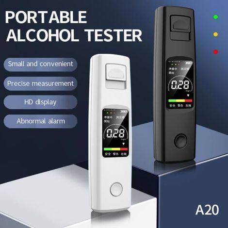 Ethylotest Electronique Alcootest avec écran LCD et indicateur 3 couleurs,Chargement C sans contact-blanc