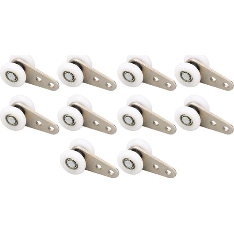 Lot de 10 roulettes coulissantes nylon 23mm avec support acier inox blanc pour porte et fenêtre coulissante (1/5)
