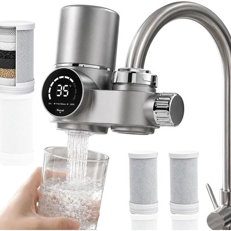 Tap Water Filter with 3 Cartridges, Certified Drinking Water Purifier, 7 Stage UV-LED Filtration - Removes Chlorine, Limestone, Lead and Heavy Metals (1/5)