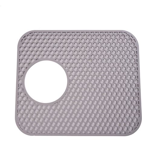 Alfombrilla protectora de silicona para fregadero, con orificio inferior
